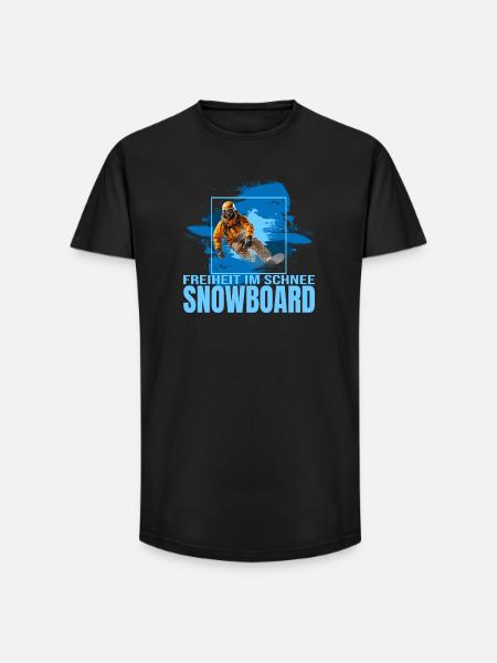 Freiheit im Schnee - Snowboard - Long Fit Männer T-Shirt - Schwarz