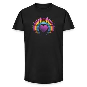Purple Heart with Rainbow - Long Fit Men's T-Shirt - black - Front - AI Model Male 185 light (185cm)