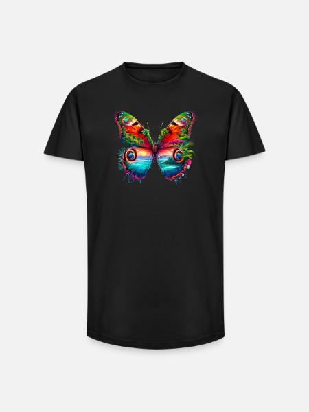 Butterfly - Long Fit Men's T-Shirt - black