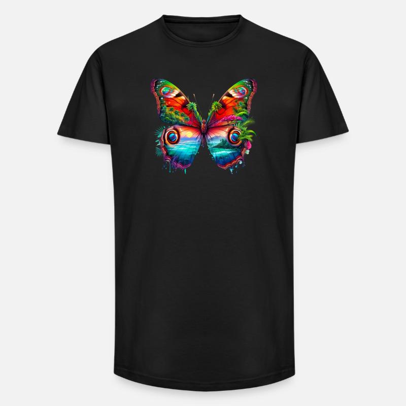 Schmetterling - Long Fit Männer T-Shirt - Schwarz