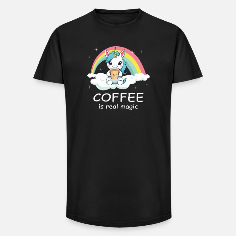 Süßes Kaffee Einhorn - Long Fit Männer T-Shirt - Schwarz