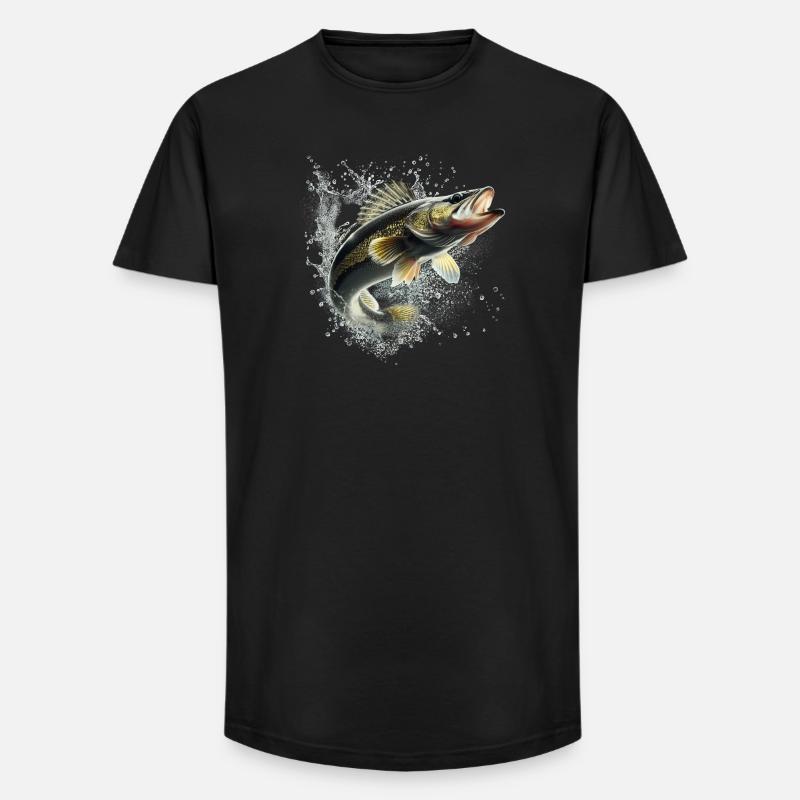 Fisch - Long Fit Männer T-Shirt - Schwarz