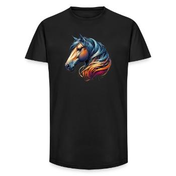 Cheval - T-shirt coupe longue homme - noir - Devant - AI Model Male 185 light (185cm)
