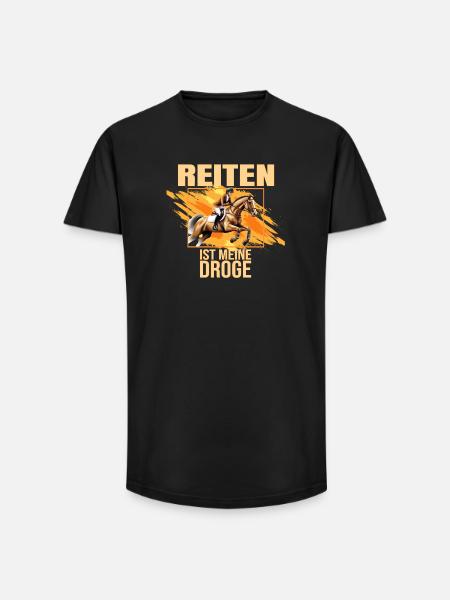 Reiten ist meine Droge - Long Fit Männer T-Shirt - Schwarz