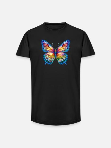 Butterfly flowers daisy daisies - Long Fit Men's T-Shirt - black