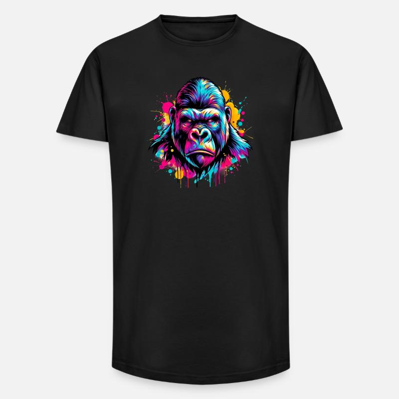 Gorilla - Long Fit Männer T-Shirt - Schwarz
