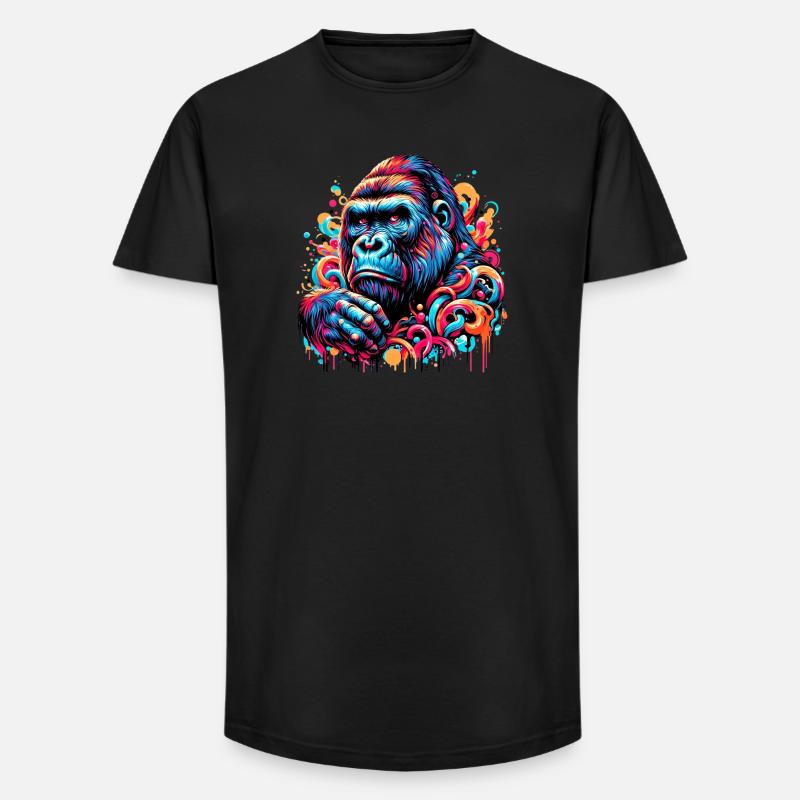Gorilla - Long Fit Männer T-Shirt - Schwarz