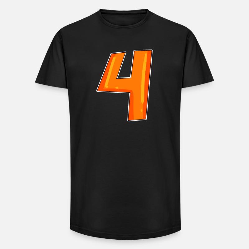 4 - Long Fit Männer T-Shirt - Schwarz
