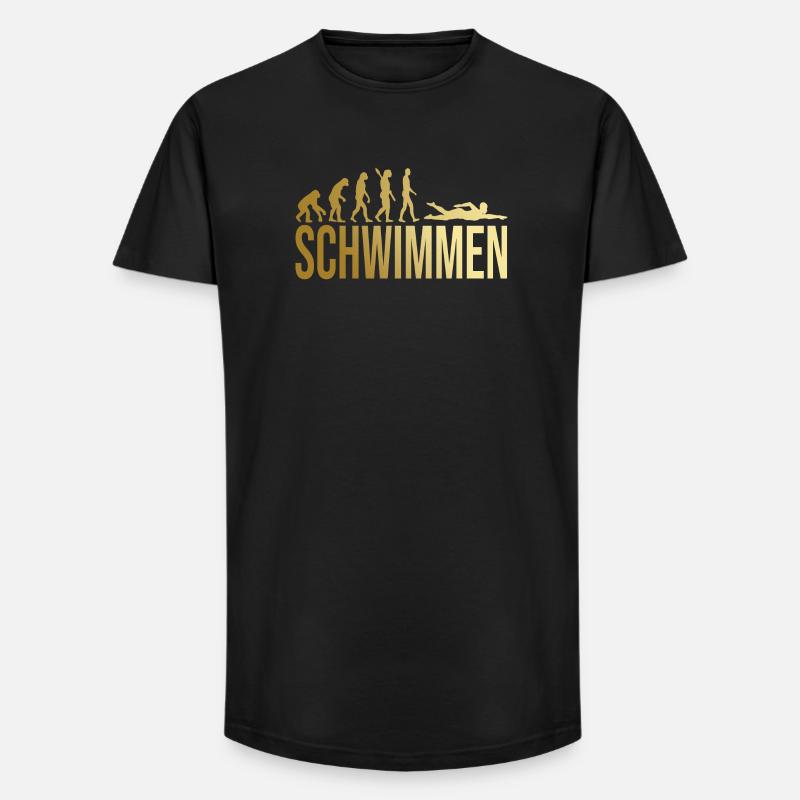 Evolution Schwimmen - Long Fit Männer T-Shirt - Schwarz