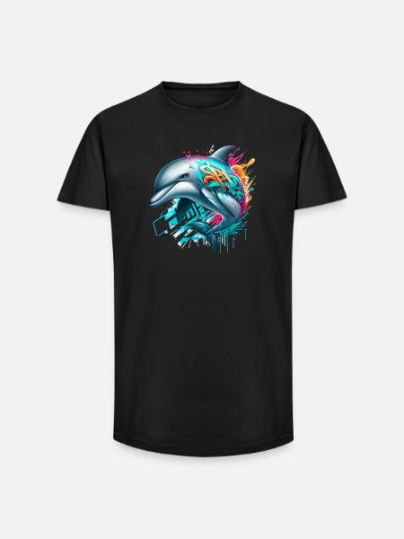 Dolphin - Long Fit Men's T-Shirt - black