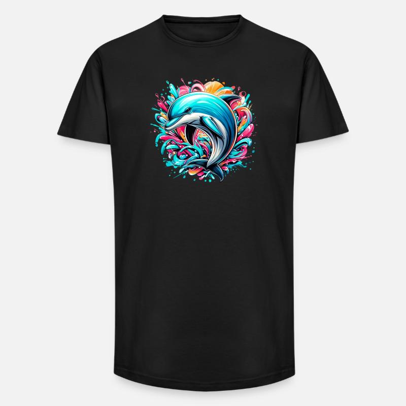 Delfin - Long Fit Männer T-Shirt - Schwarz