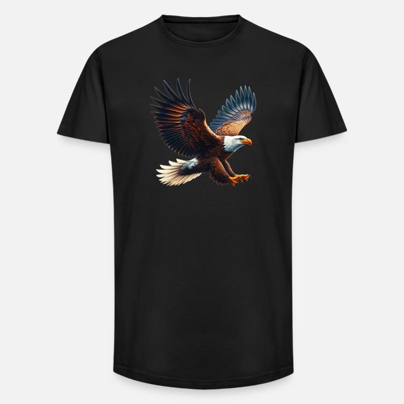 Adler - Long Fit Männer T-Shirt - Schwarz