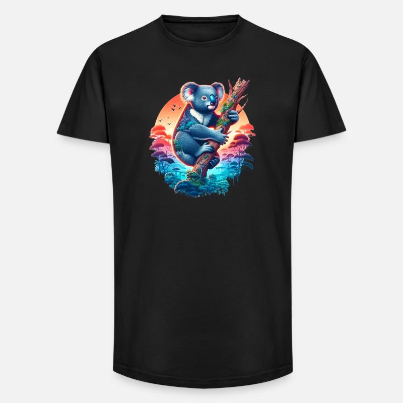 Koala - Long Fit Männer T-Shirt - Schwarz