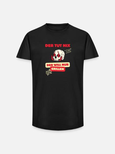 Skull und Grillspruch Design - Long Fit Männer T-Shirt - Schwarz
