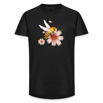 Flying bee with flowers hand drawn - Long Fit Men's T-Shirt - black - Front - AI Model Male 185 light (185cm)
