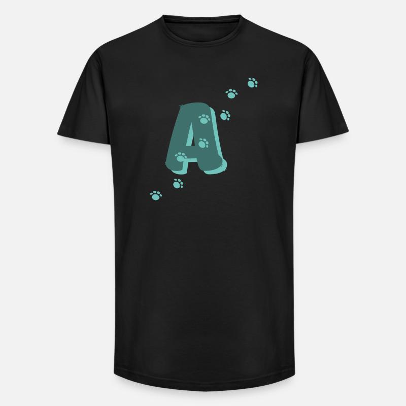 Pfoten Buchstabe A - Long Fit Männer T-Shirt - Schwarz