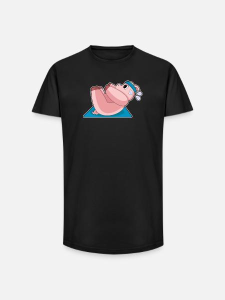 Pig Abdominal Workout Bodybuilding - Long Fit Men's T-Shirt - black