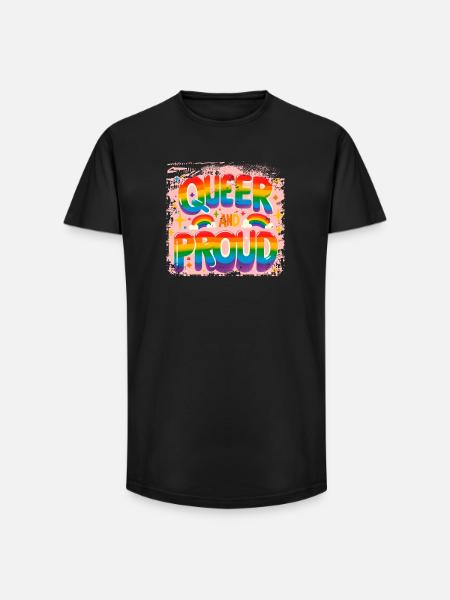 Queer and proud - Long Fit Men's T-Shirt - black