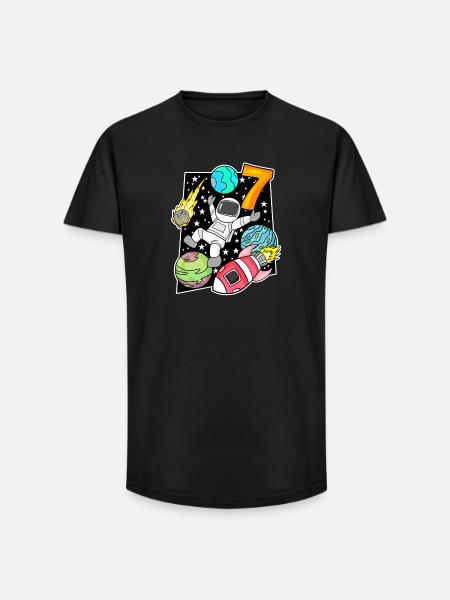 7 Birthday Boy Astronaut - Long Fit Men's T-Shirt - black