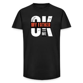 Vater Sohn Liebe Botschaft T-Shirt - Long Fit Männer T-Shirt - Schwarz - Vorne - AI Model Male 185 light (185cm)