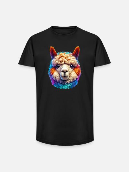 Alpaka - Long Fit Männer T-Shirt - Schwarz