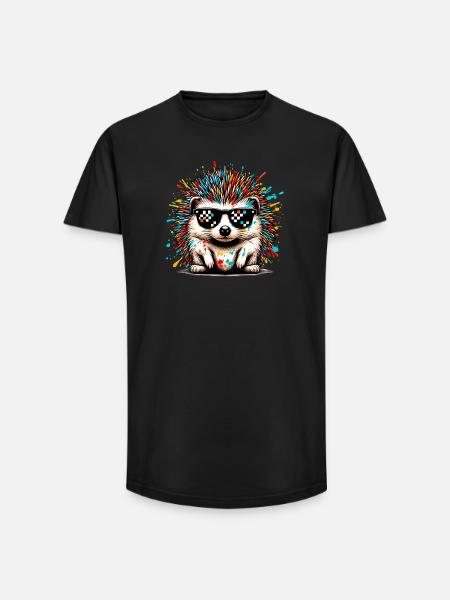 Igel mit Sonnenbrille - Long Fit Männer T-Shirt - Schwarz