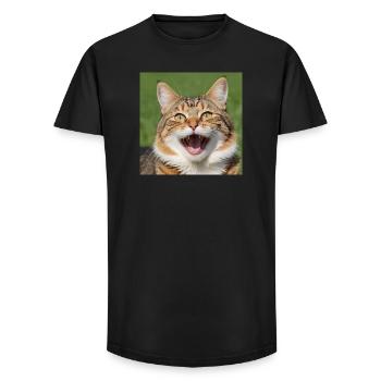 Katze - Long Fit Männer T-Shirt - Schwarz - Vorne - AI Model Male 185 light (185cm)