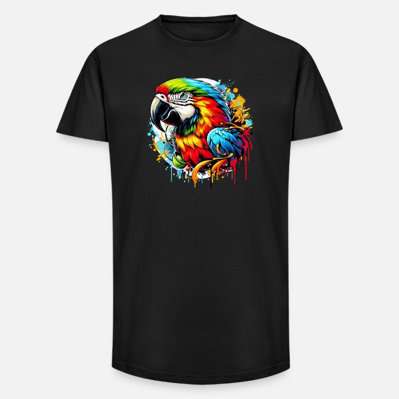 Papagei - Long Fit Männer T-Shirt - Schwarz