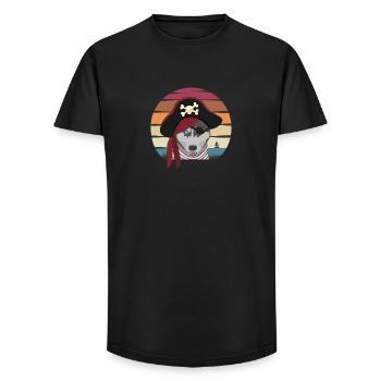 Chien pirate - T-shirt coupe longue homme - noir - Devant - AI Model Male 185 light (185cm)