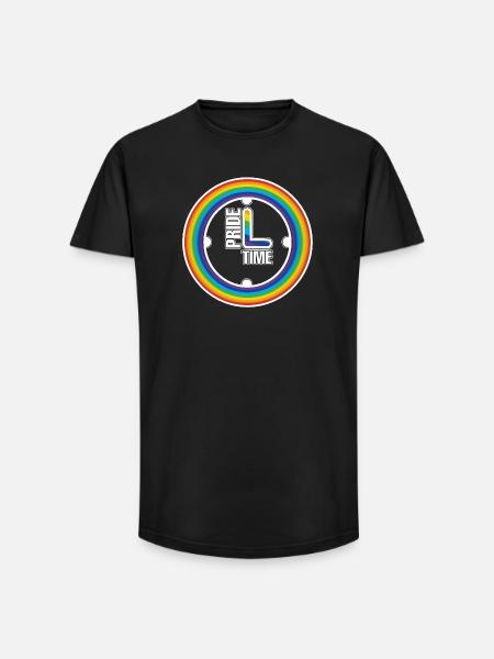 Rainbow Pride Ring Clock - Long Fit Men's T-Shirt - black