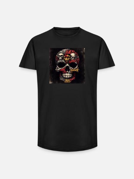 Heavy metal skull - Long Fit Men's T-Shirt - black