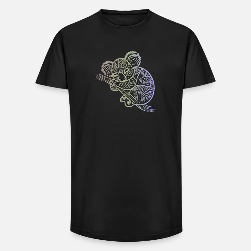 Koala in Aborigine-Mustern, Stammesmuster - Long Fit Männer T-Shirt - Schwarz