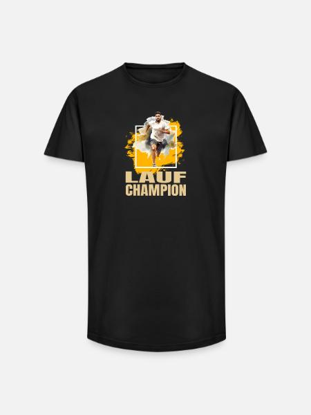 Lauf Champion - Long Fit Männer T-Shirt - Schwarz
