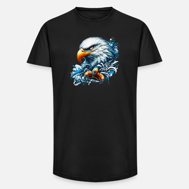 Adler - Long Fit Männer T-Shirt - Schwarz