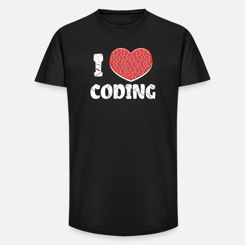 Developer Herz Coden Statement Programmierer - Long Fit Männer T-Shirt - Schwarz