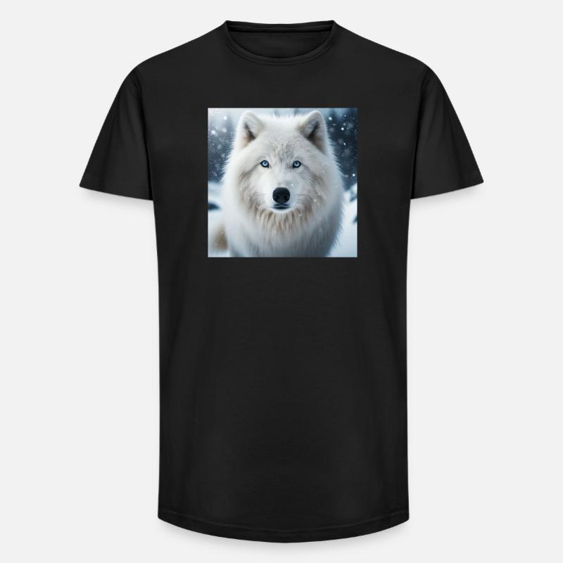 Arktischer Wolf - Long Fit Männer T-Shirt - Schwarz