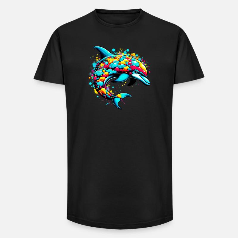 Delfin - Long Fit Männer T-Shirt - Schwarz