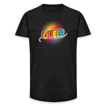 strahlende Queer Typografie Pride-Monat LGBTQ - Long Fit Männer T-Shirt - Schwarz - Vorne - AI Model Male 185 light (185cm)