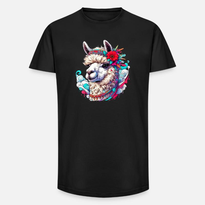 Alpaca - Long Fit Men's T-Shirt - black