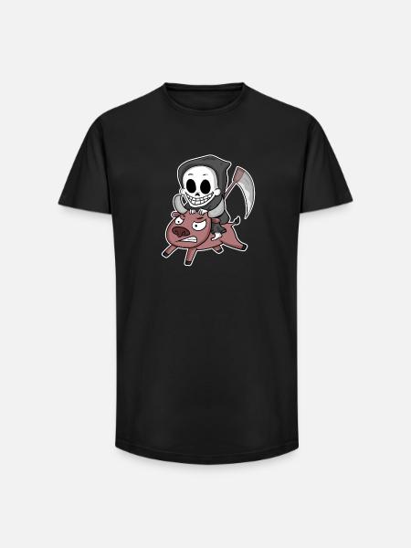 Grim Reaper Cow Motif - Long Fit Men's T-Shirt - black