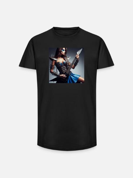 Weibliche Gitarrenheldin - Long Fit Männer T-Shirt - Schwarz