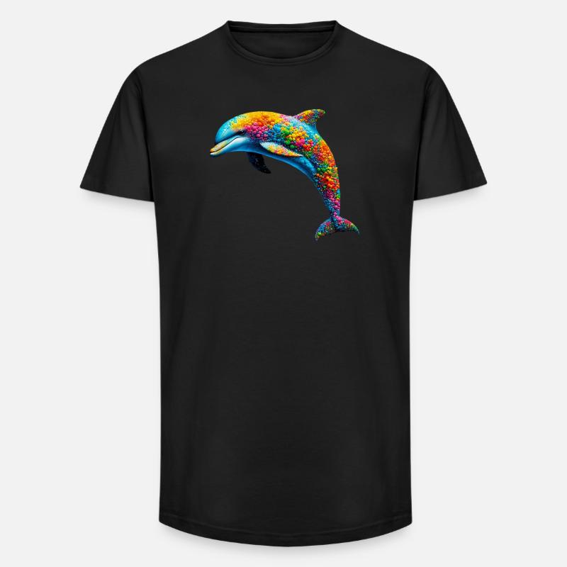 Delfin - Long Fit Männer T-Shirt - Schwarz