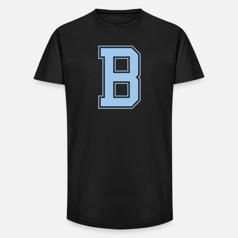 Monogramm Hellblau Varsity College Initiale B - Long Fit Männer T-Shirt - Schwarz