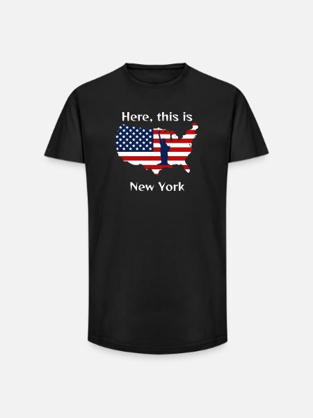USA Flag and Statue of Liberty - Long Fit Men's T-Shirt - black