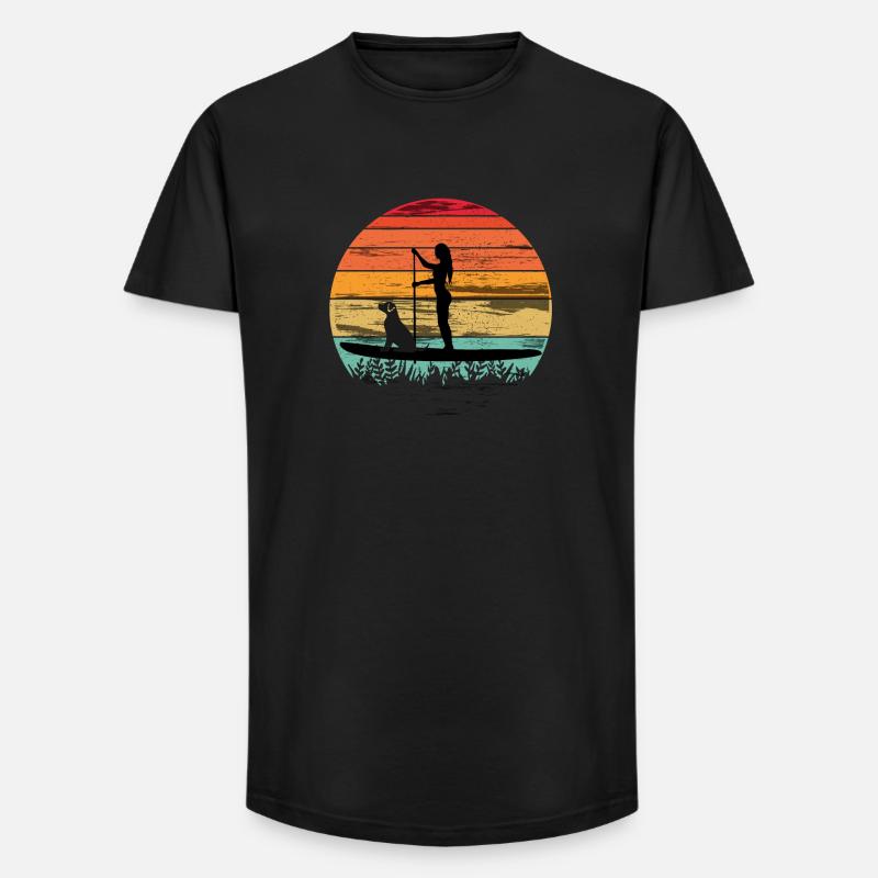 Paddleboarding with dog - Paddleboarding Tee - Long Fit Männer T-Shirt - Schwarz