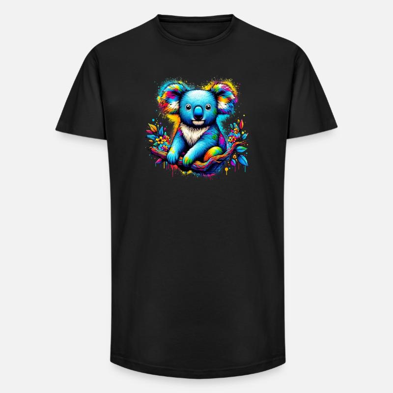 Koala - Long Fit Männer T-Shirt - Schwarz