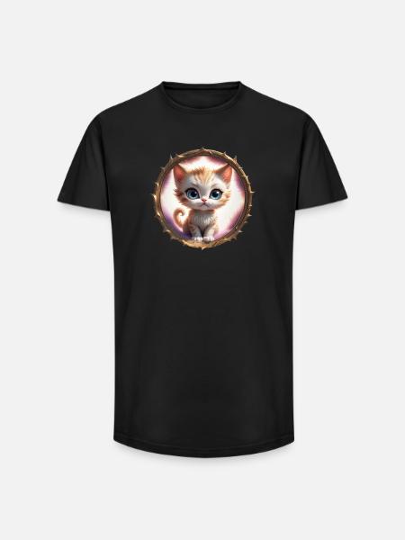 Kätzchen im Stachelring - Long Fit Männer T-Shirt - Schwarz