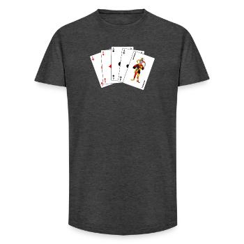 Five cards Five of a kind - Long Fit Men's T-Shirt - charcoal grey - Front - AI Model Male 185 light (185cm)