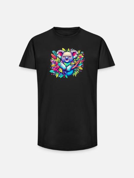 Koala - T-shirt coupe longue homme - noir