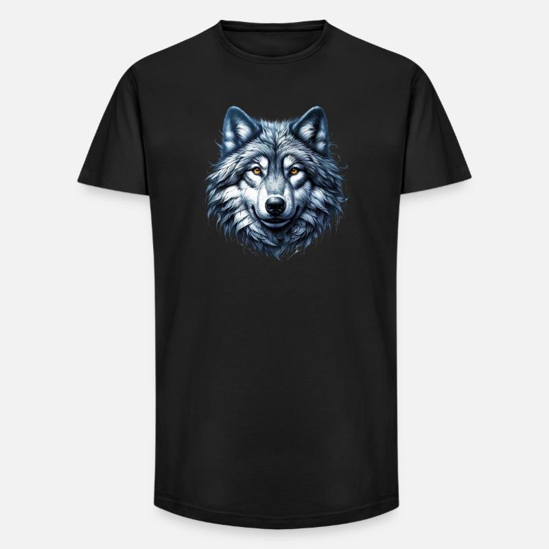 Wolf - Long Fit Men's T-Shirt - black